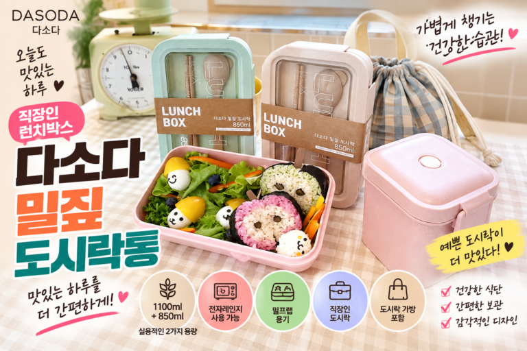 [고객감사 30%할인] 다소다 밀짚 도시락통 밀색세트｜아이들과 직장인 런치박스·밀프랩 용기로 좋은 이유